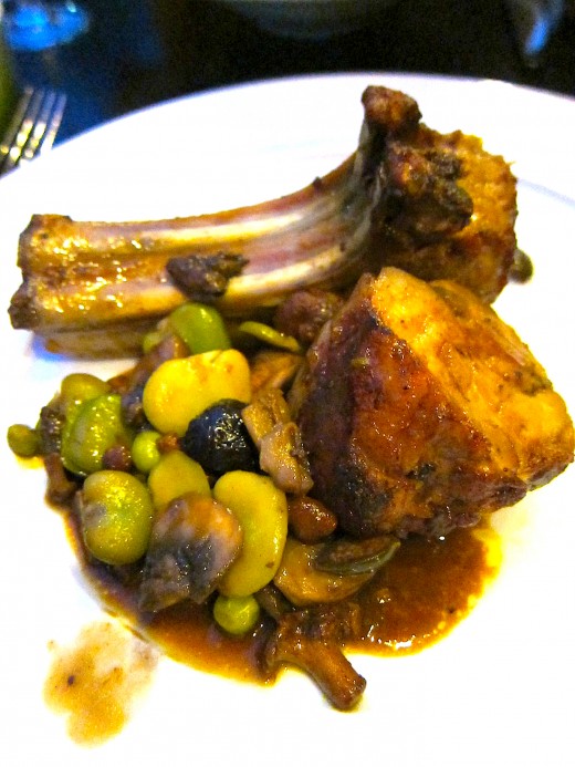 Flora-roast-pork-with-favas-black-olives-mushrooms