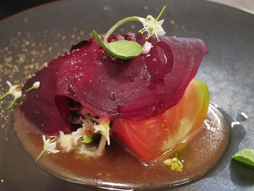 Abri-Beet-with-tomato-and-crabmeat-in-miso-dressing