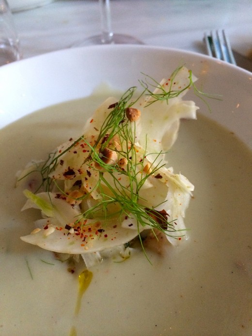 Caillebotte Fennel Cream, crab, hazelnuts