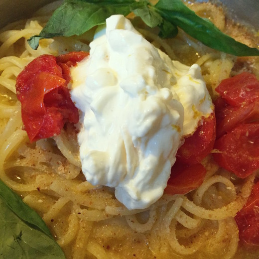 East Mamma Pasta with cheese and tomatoes