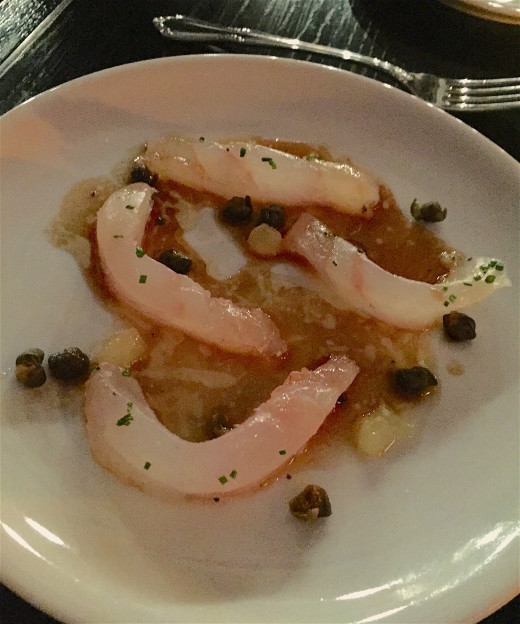 Rebelle fluke carpaccio with fried capers