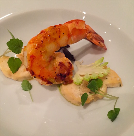 Bistro Paradis Roasted prawn before soup arrives