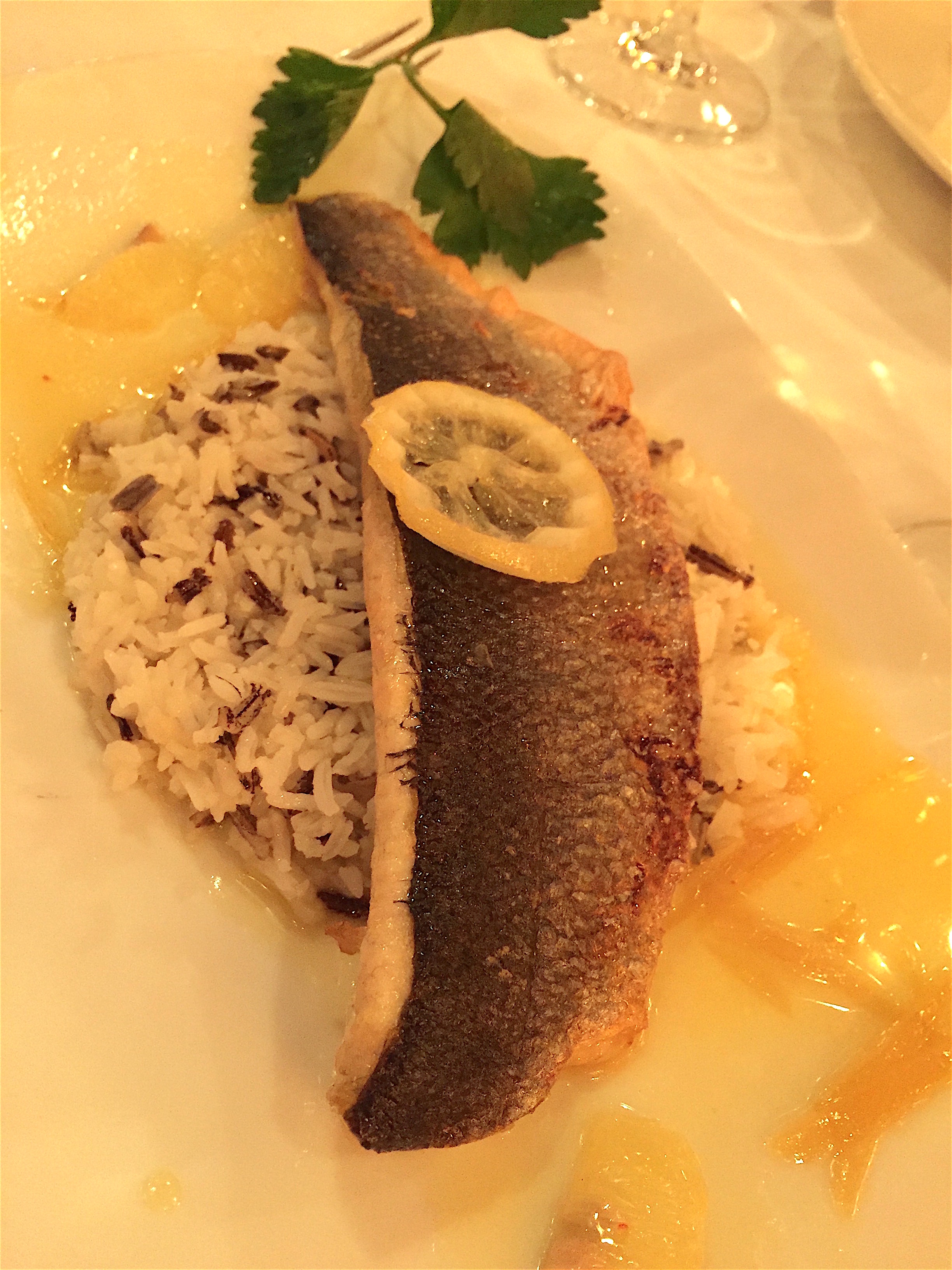 La Rotonde sea bass in lemon sauce