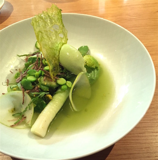 Domaine de Fontenille spring vegetable soup w:chartreuse