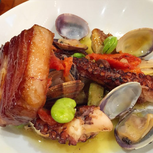 L'Assiette - pork belly, octopus, clams @Alexander Lobrano