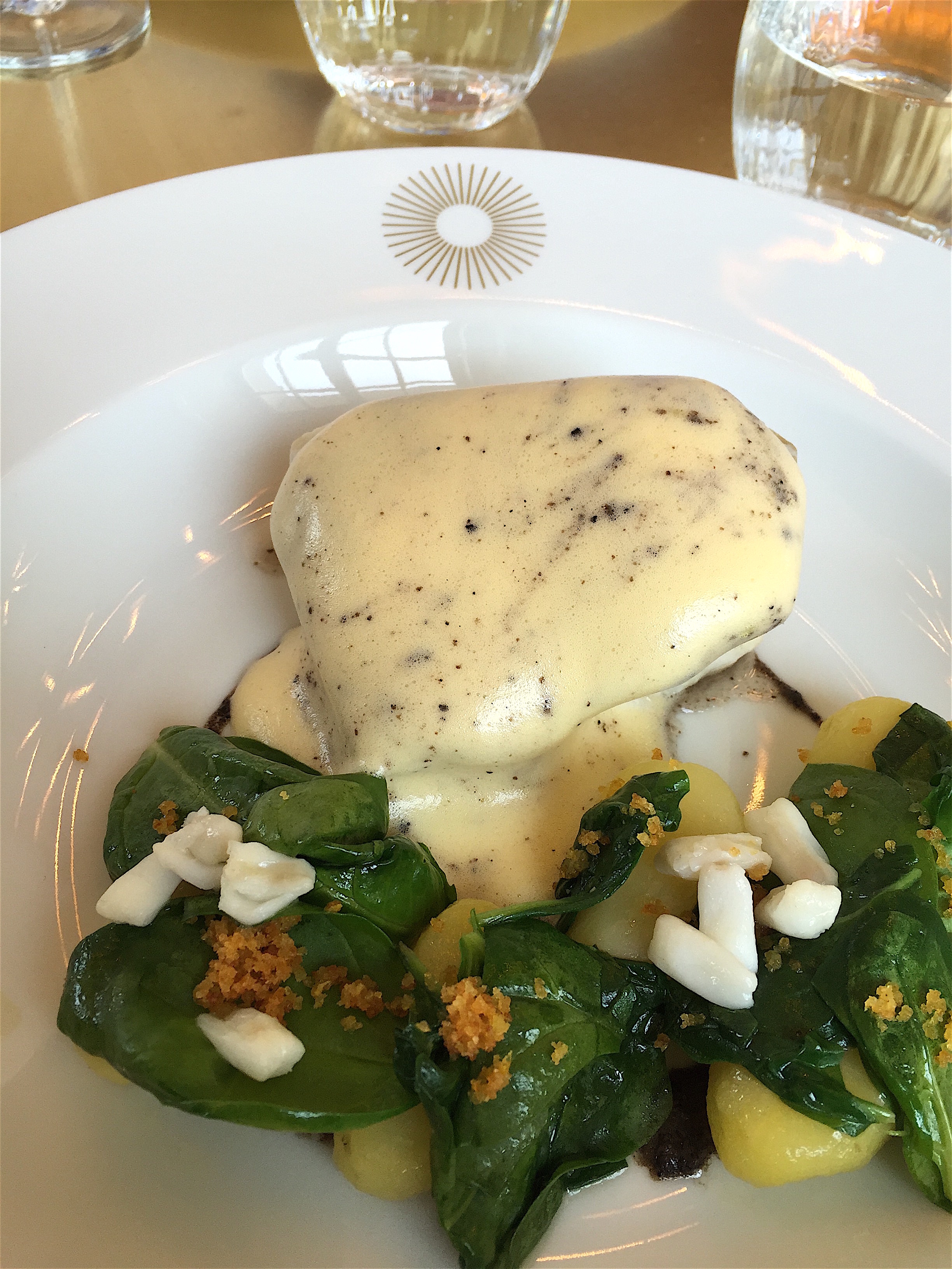 Ore restaurant, Versailles - Turbot with truffled Hollandaise sauce @ Alexander Lobrano