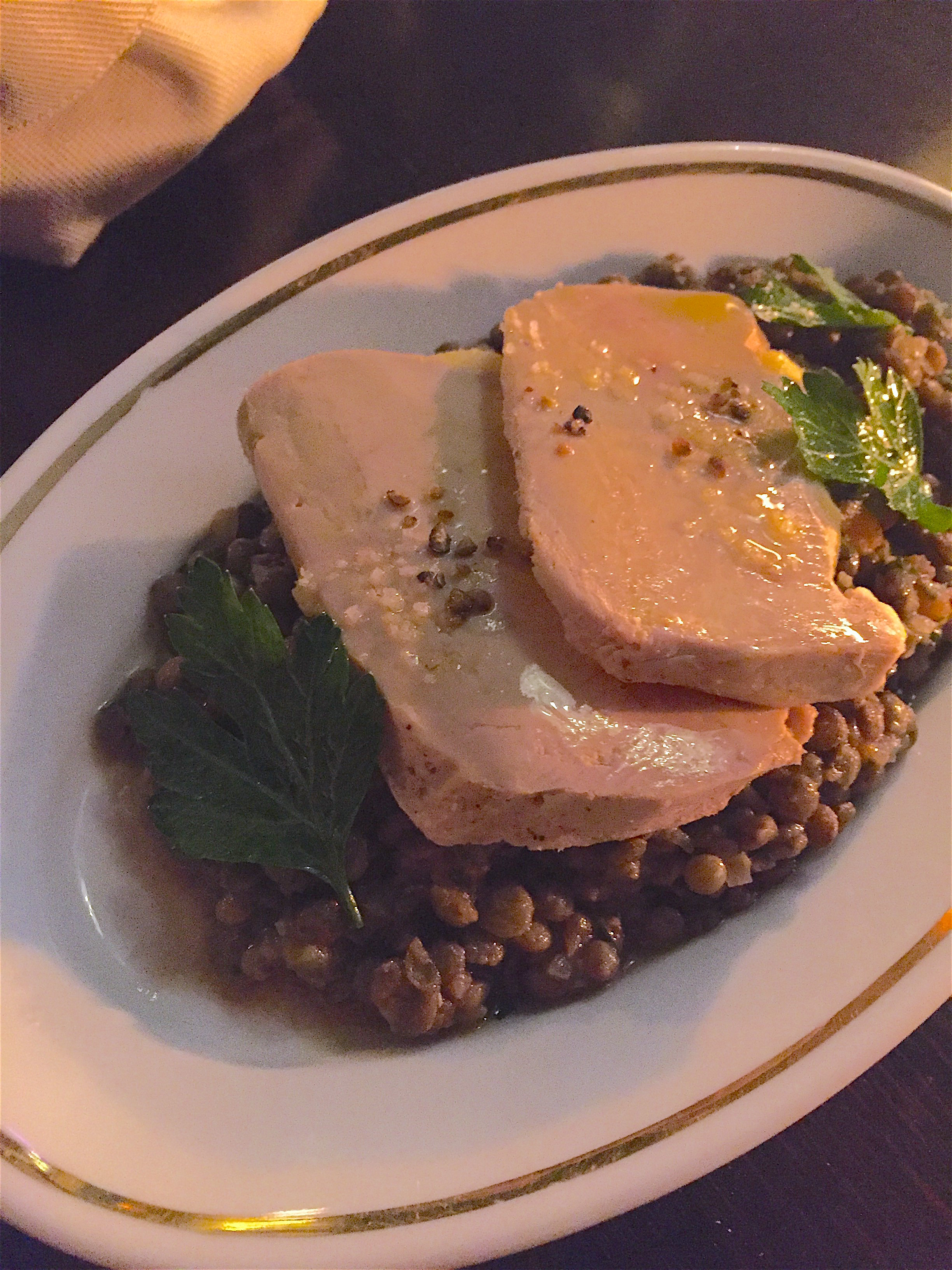 Chez la Vieille - lentils and foie gras @ Alexander Lobrano