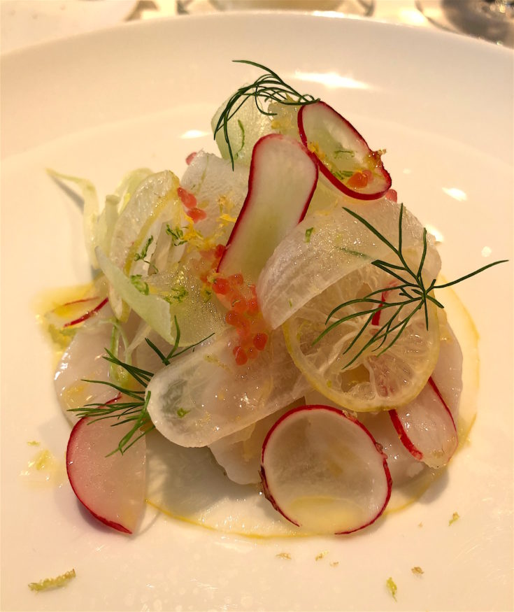 Comice, Paris - Scallop carpaccio @Alexander Lobrano