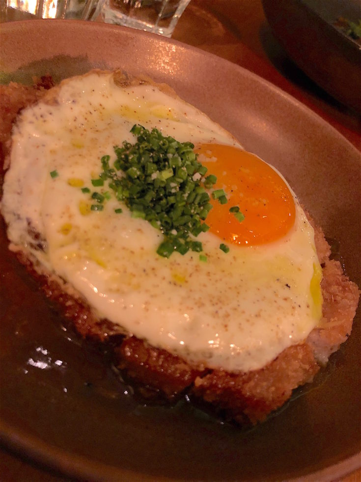 Hugo & Co - breaded pork cutlet with fried egg @Alexander Lobrano