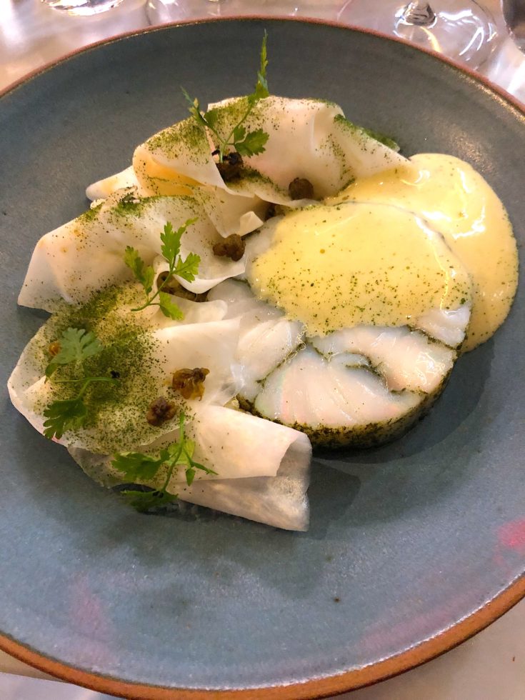 Substance - John Dory with picked celery root, quinoa and cardamom sabayon @Alexander Lobrano