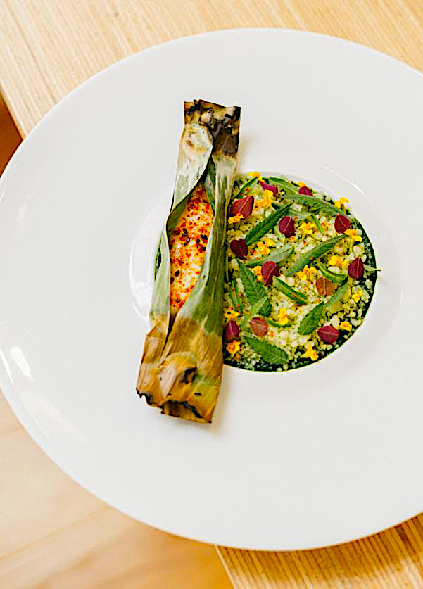 Mory Sacko - Sole cooked in a banana leaf @ Quentin Tourbez