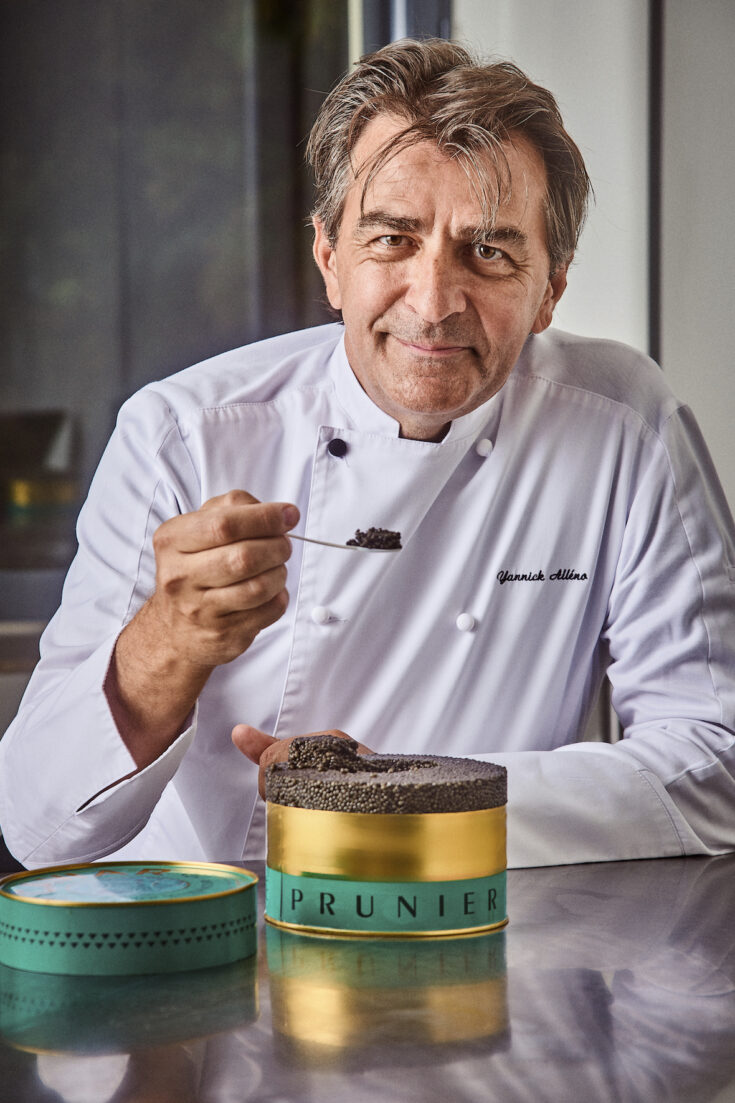 Yannick Alleno tasting caviar