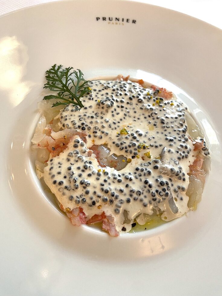 Prunier - langoustine carpaccio with caviar cream
